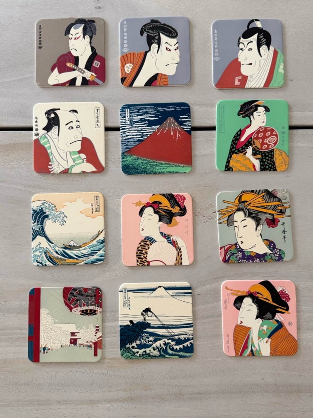 Japanese Ukiyo-e Coaster Set - Assorted Multicolor
